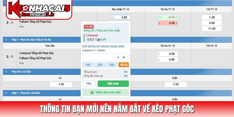 Thông tin bạn mới nên nắm bắt về kèo phạt góc